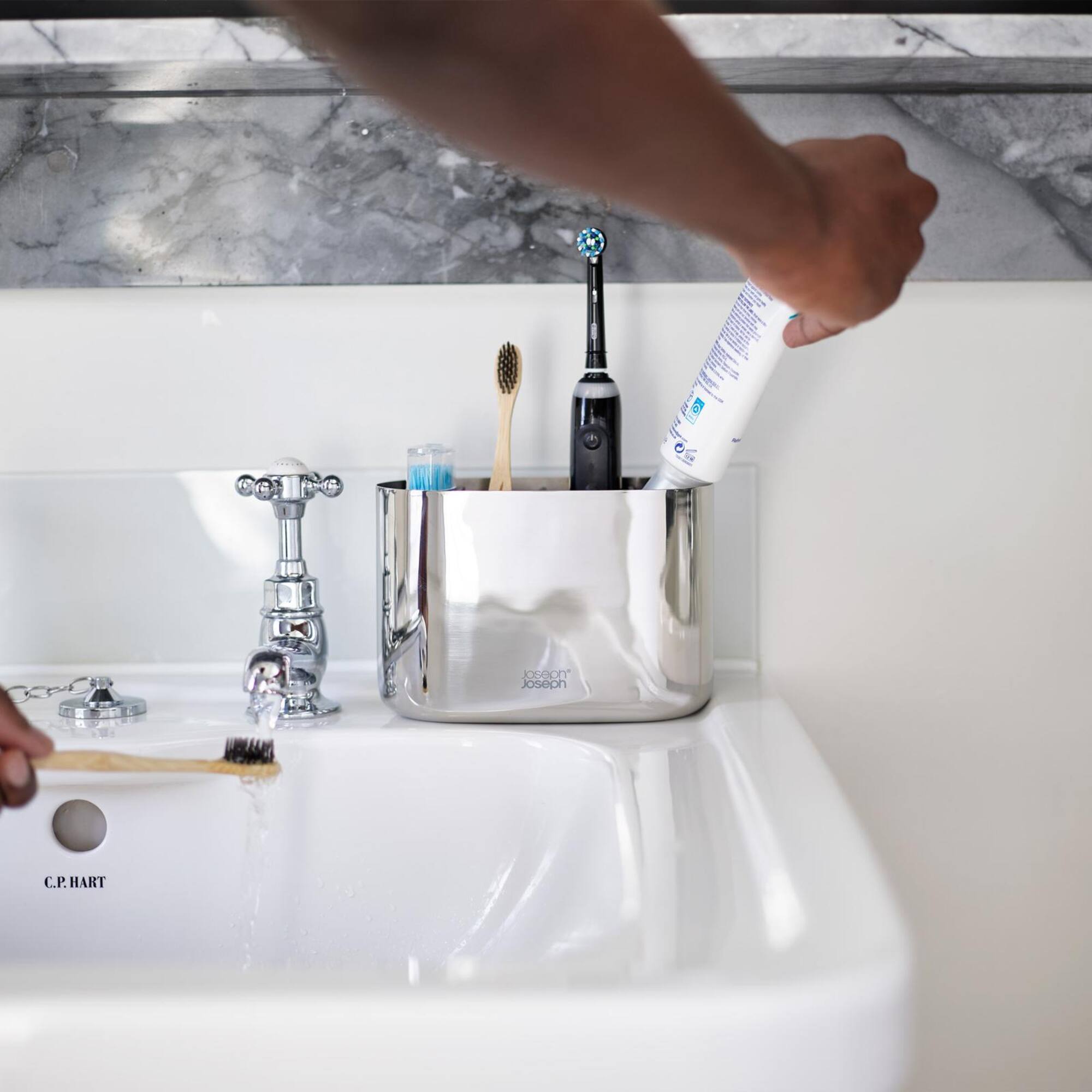 Joseph Joseph EasyStore Luxe Large Stainless-steel Toothbrush Caddy